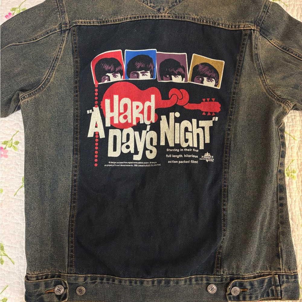 Denim Jacket with 'A Hard Day's Night' Graphic
